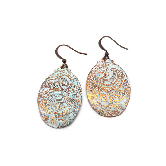 Light Blue Painted Copper Earrings