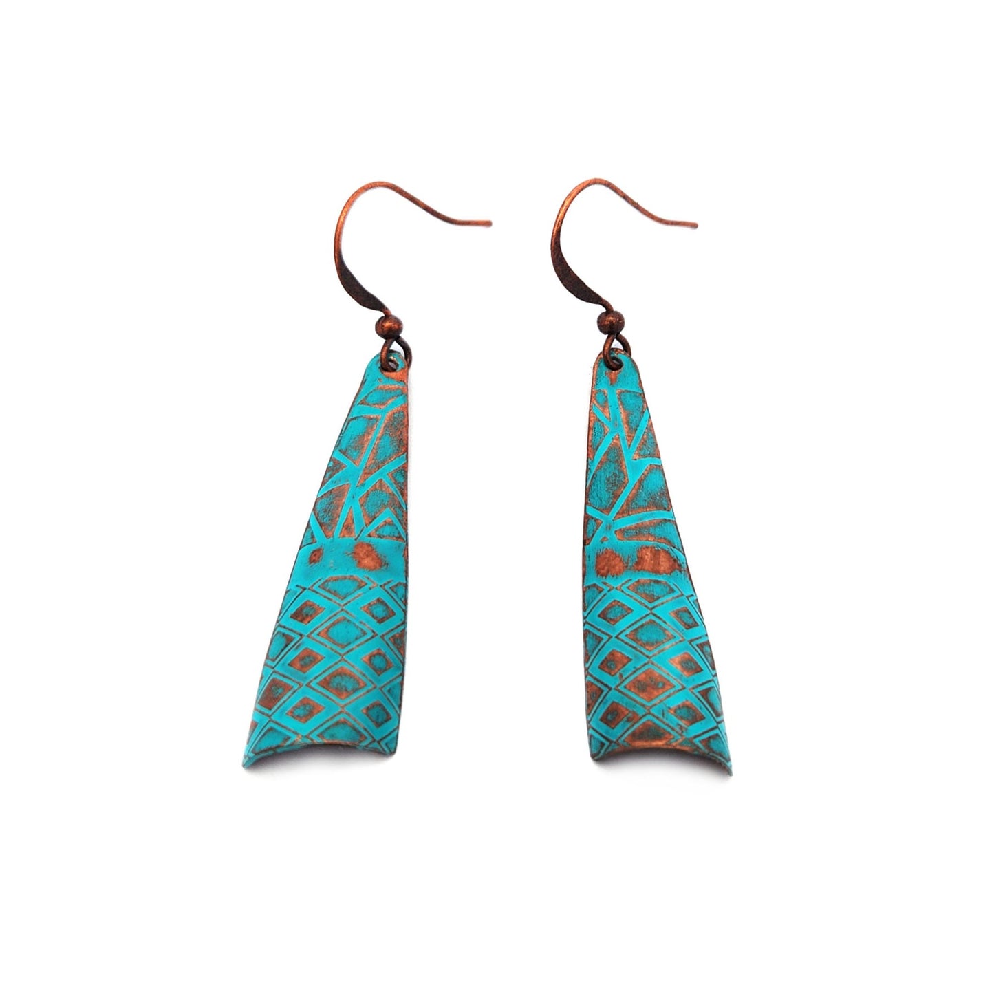 Turquoise Painted Copper Earrings