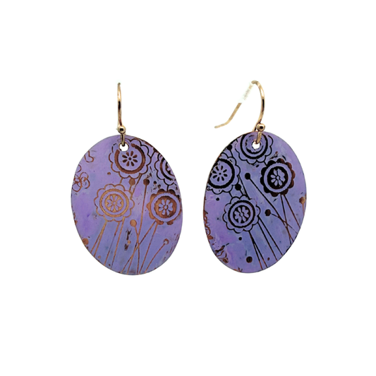 Light Purple Painted Copper Earrings
