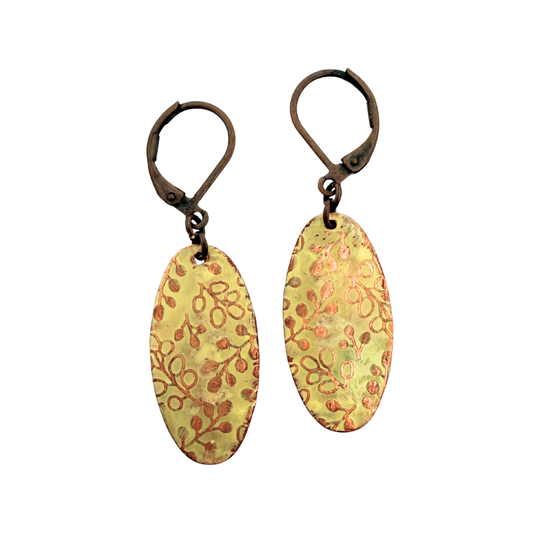 Yellow Painted Copper Earrings