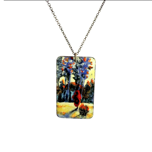 Flash of Fall Painted Landscape Pendant