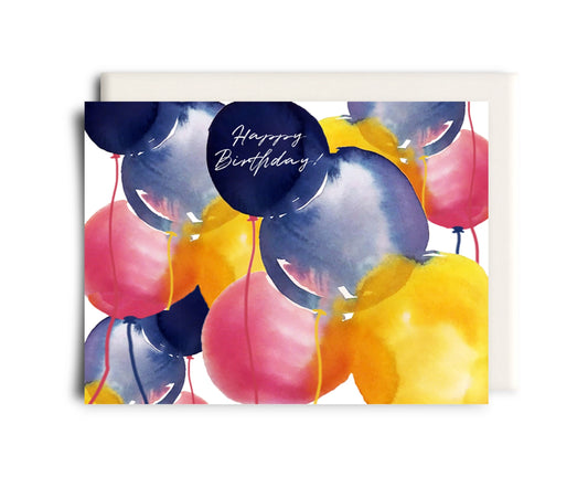 Watercolour Birthday Balloons Card