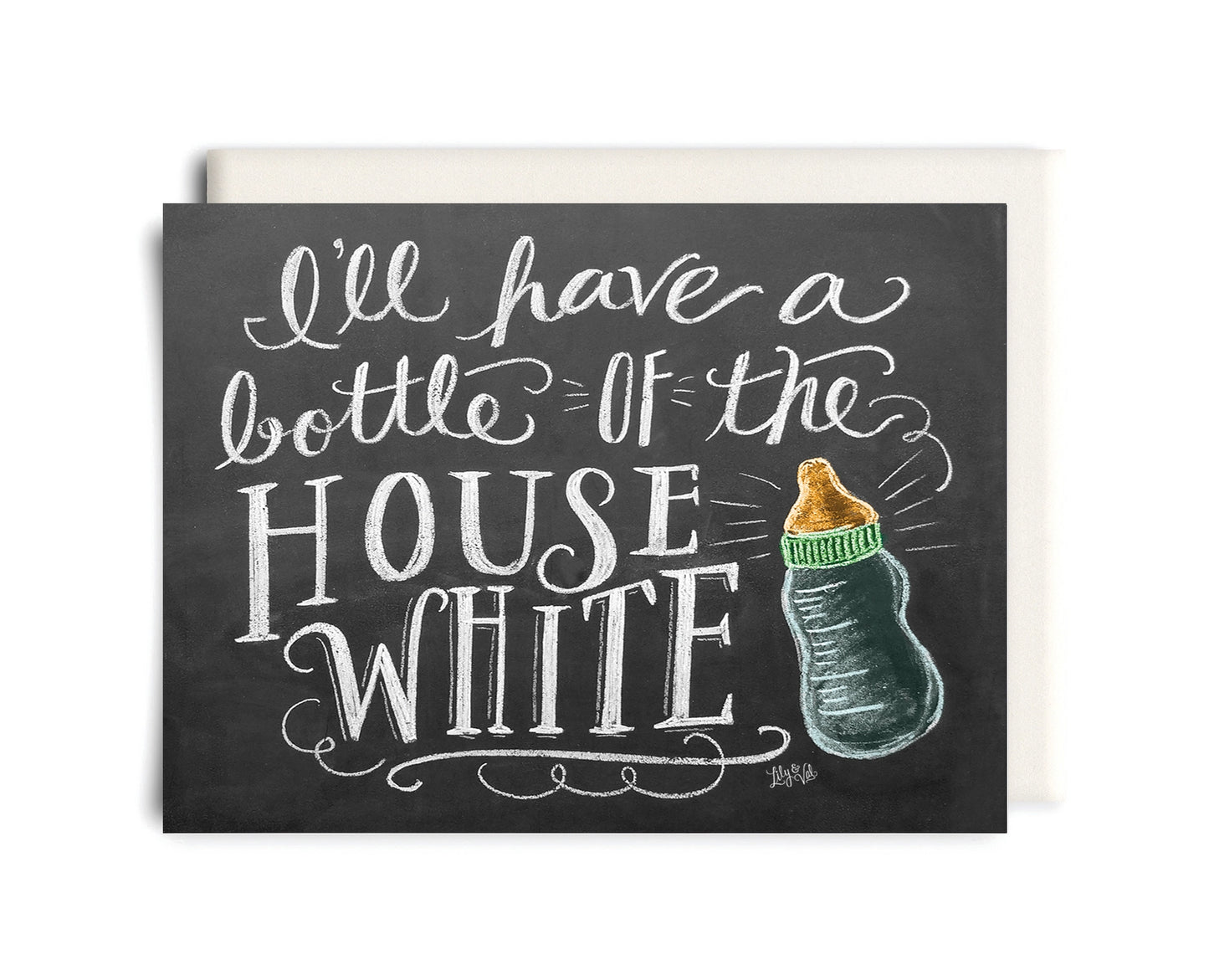 Bottle of House White New Baby Card