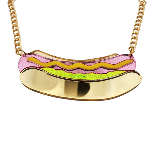 Acrylic Hot Dog Necklace