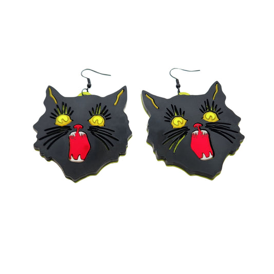 Acrylic Scary Cat Earrings