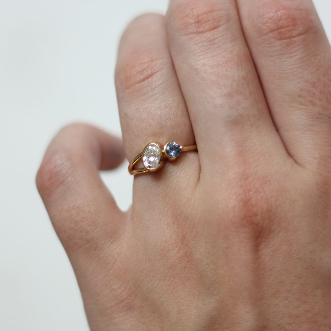 Toi Et Moi Moissanite Sapphire Engagement Ring Made You Look Jewellery