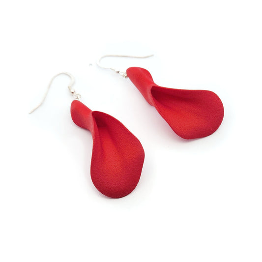 Red Nylon Petal Earrings