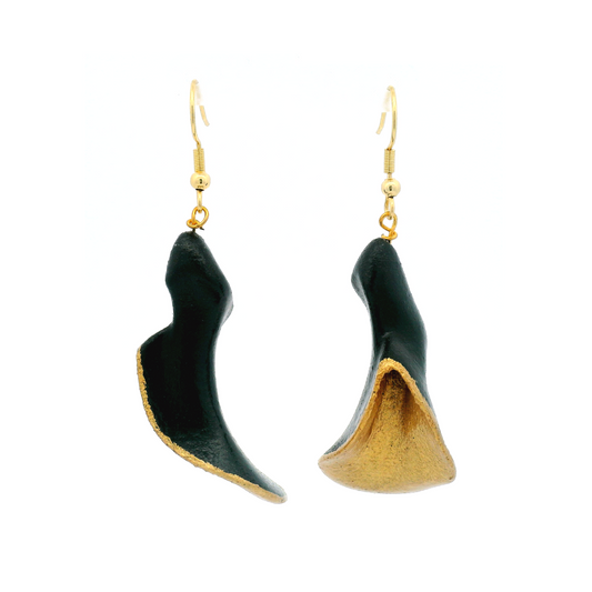 Black & Gold Janicka Petal Earrings