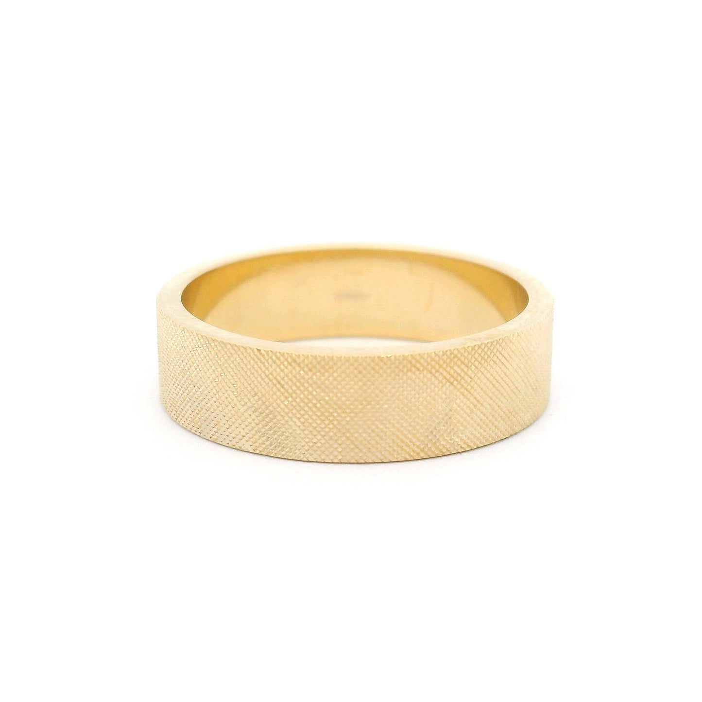 14k Yellow Gold 5mm Wide Band with Matte Florentine Finish