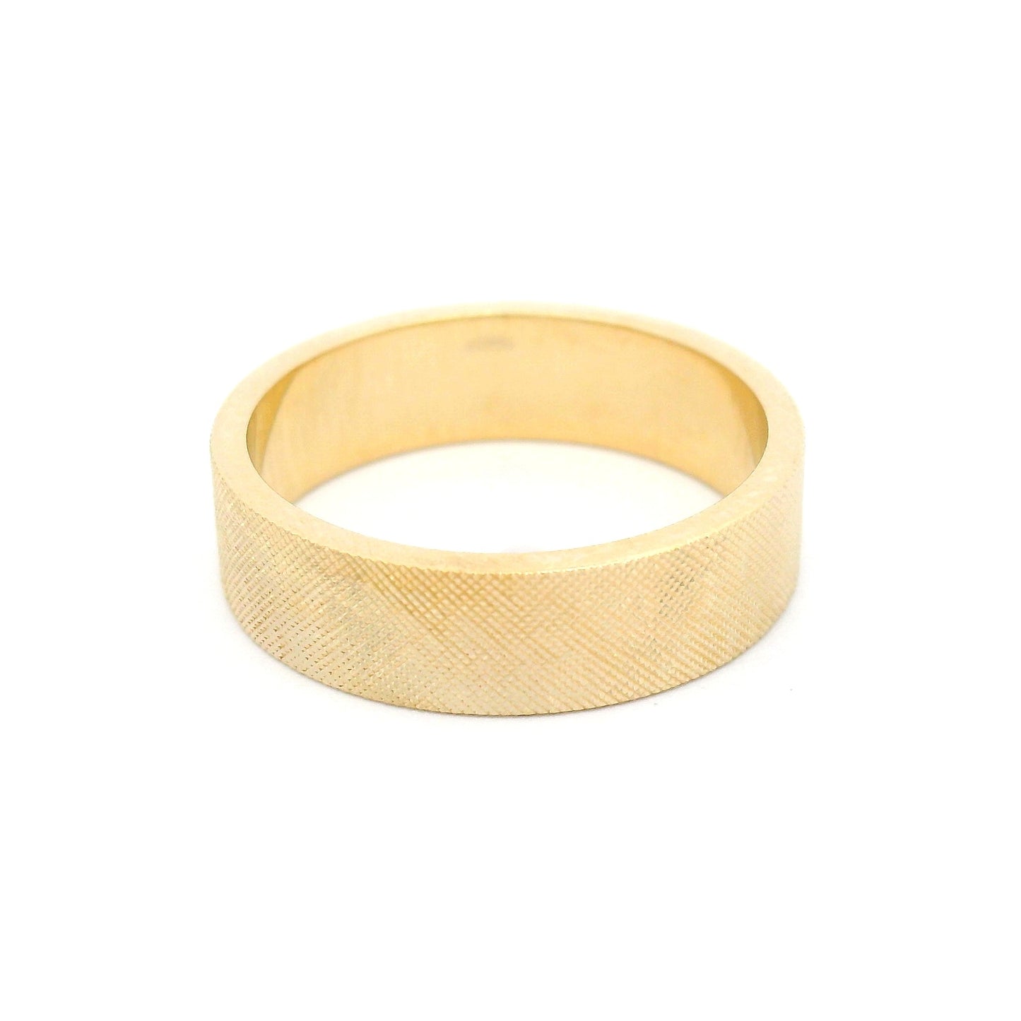 14k Yellow Gold 5mm Wide Band with Matte Florentine Finish