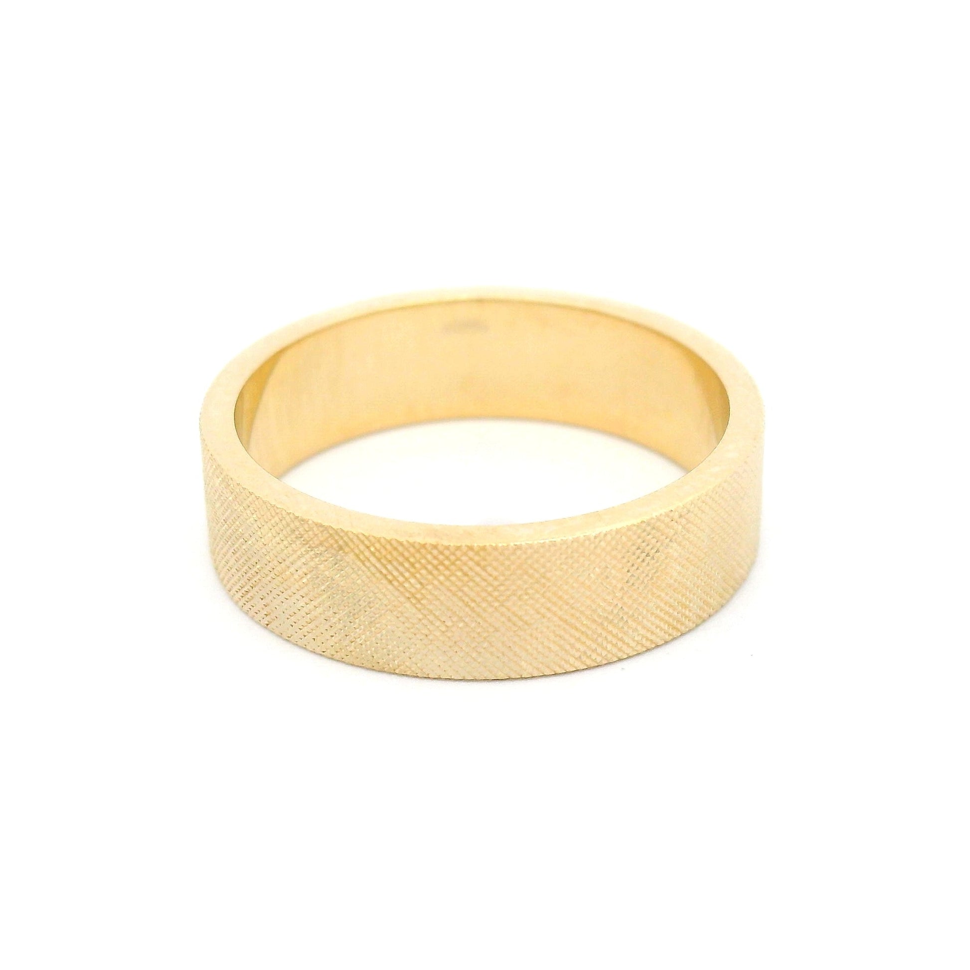 14k Yellow Gold 5mm Wide Band with Matte Florentine Finish