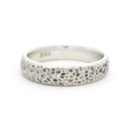 Sterling Silver Heavily Textured 4.5mm Wide Band