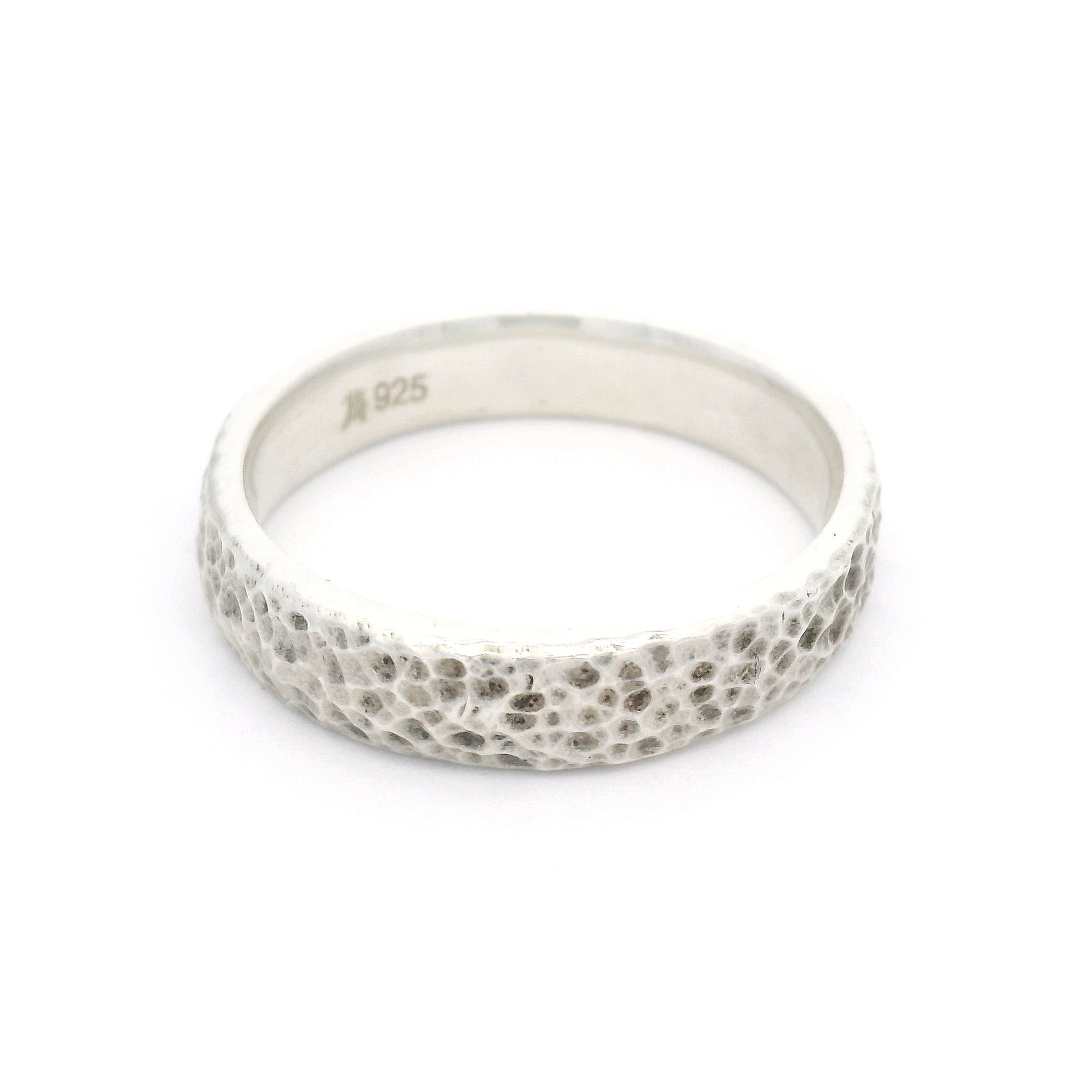 Sterling Silver Heavily Textured 4.5mm Wide Band