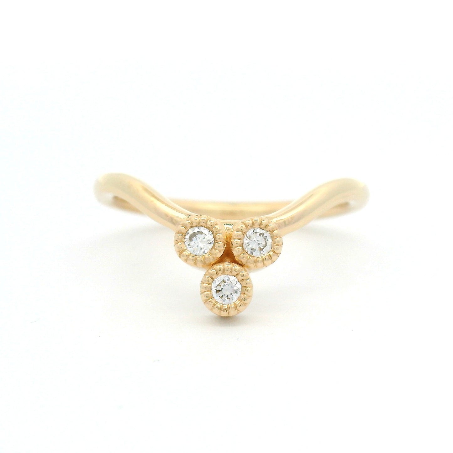 14k Yellow Contour Diamond Trio Band