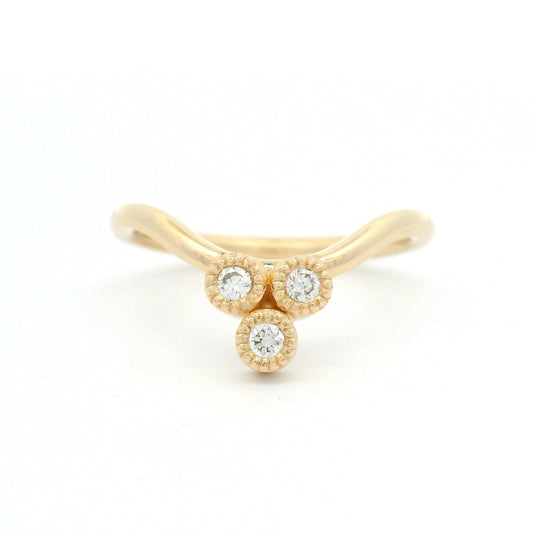 14k Yellow Contour Diamond Trio Band