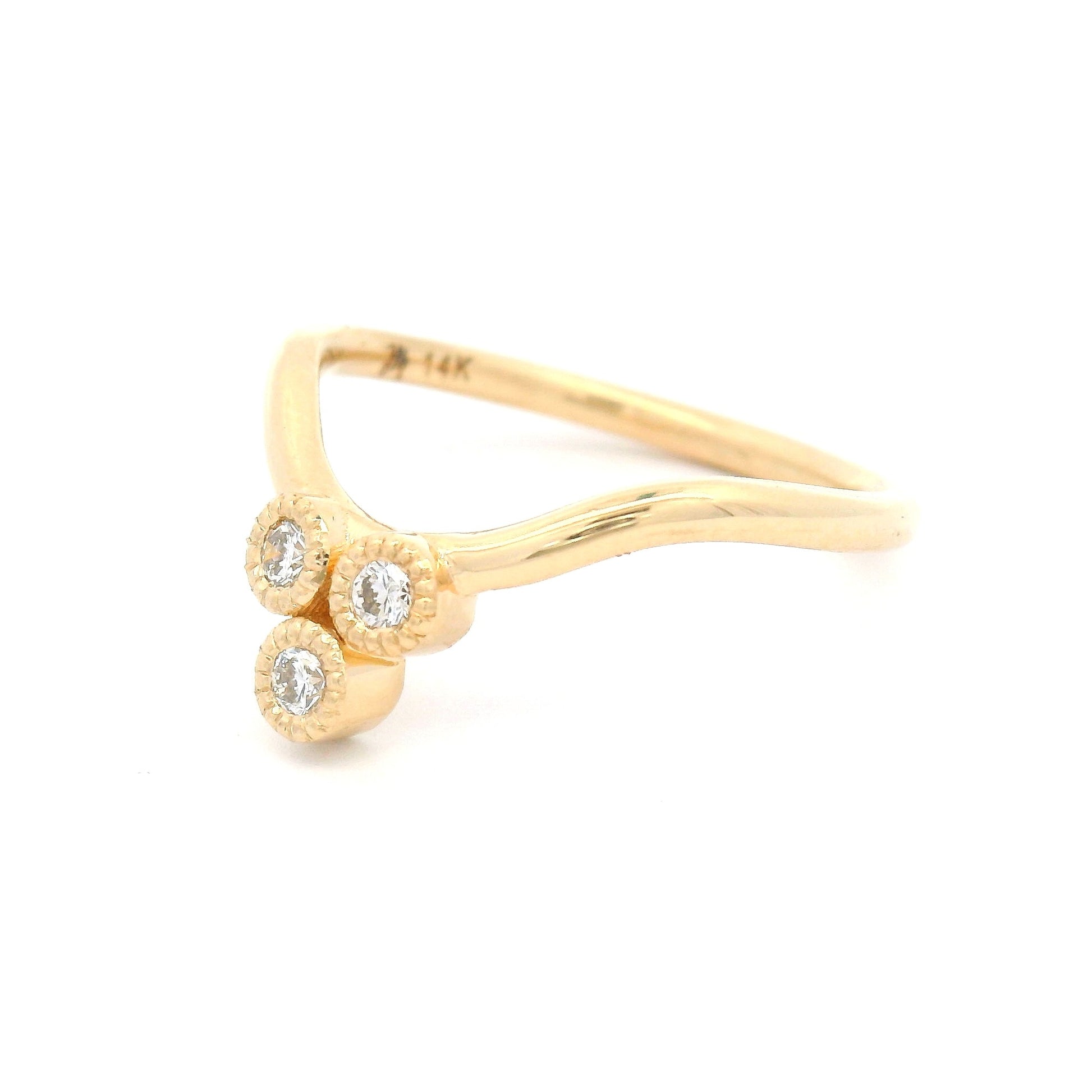 14k Yellow Contour Diamond Trio Band