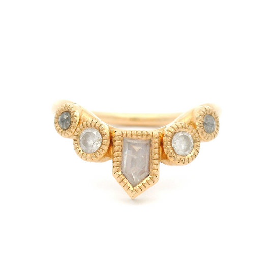 Foxborough - Shield & Brilliant-Cut Diamond 14k Yellow Contour Band
