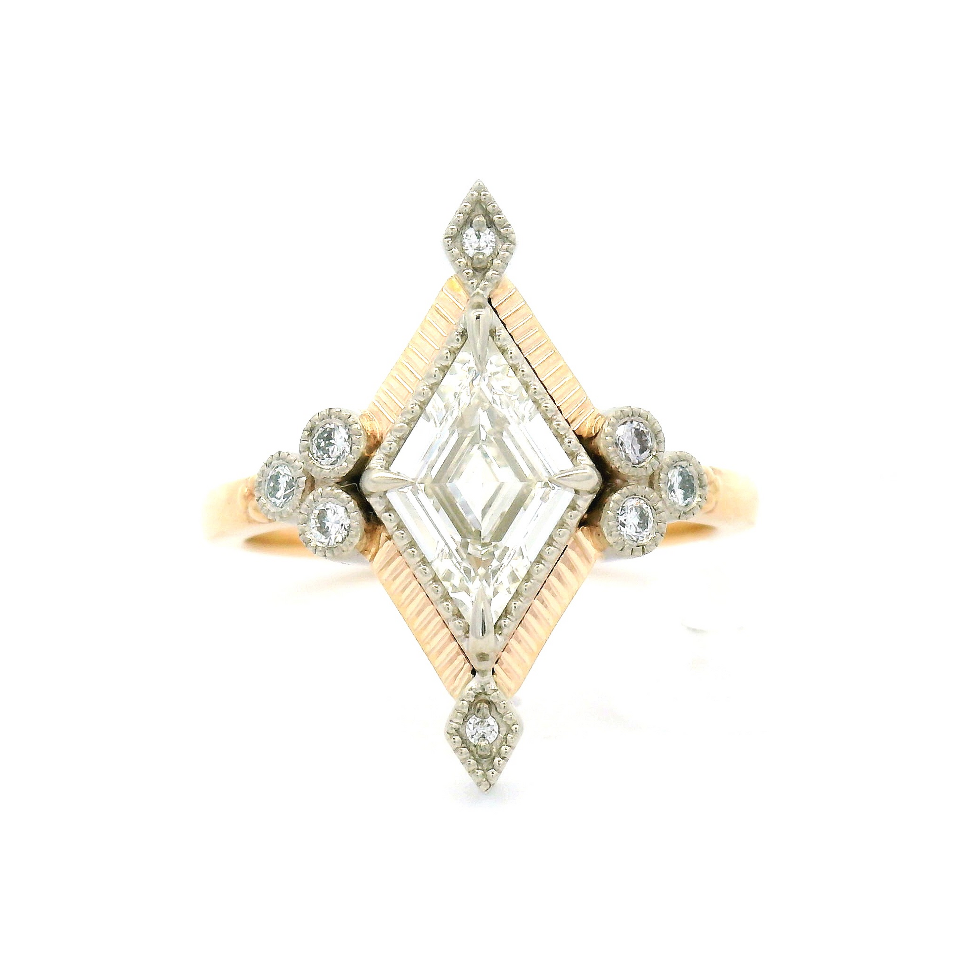 14k Yellow & White Ring with 0.70ct Natural Diamond and Natural Accent Diamonds