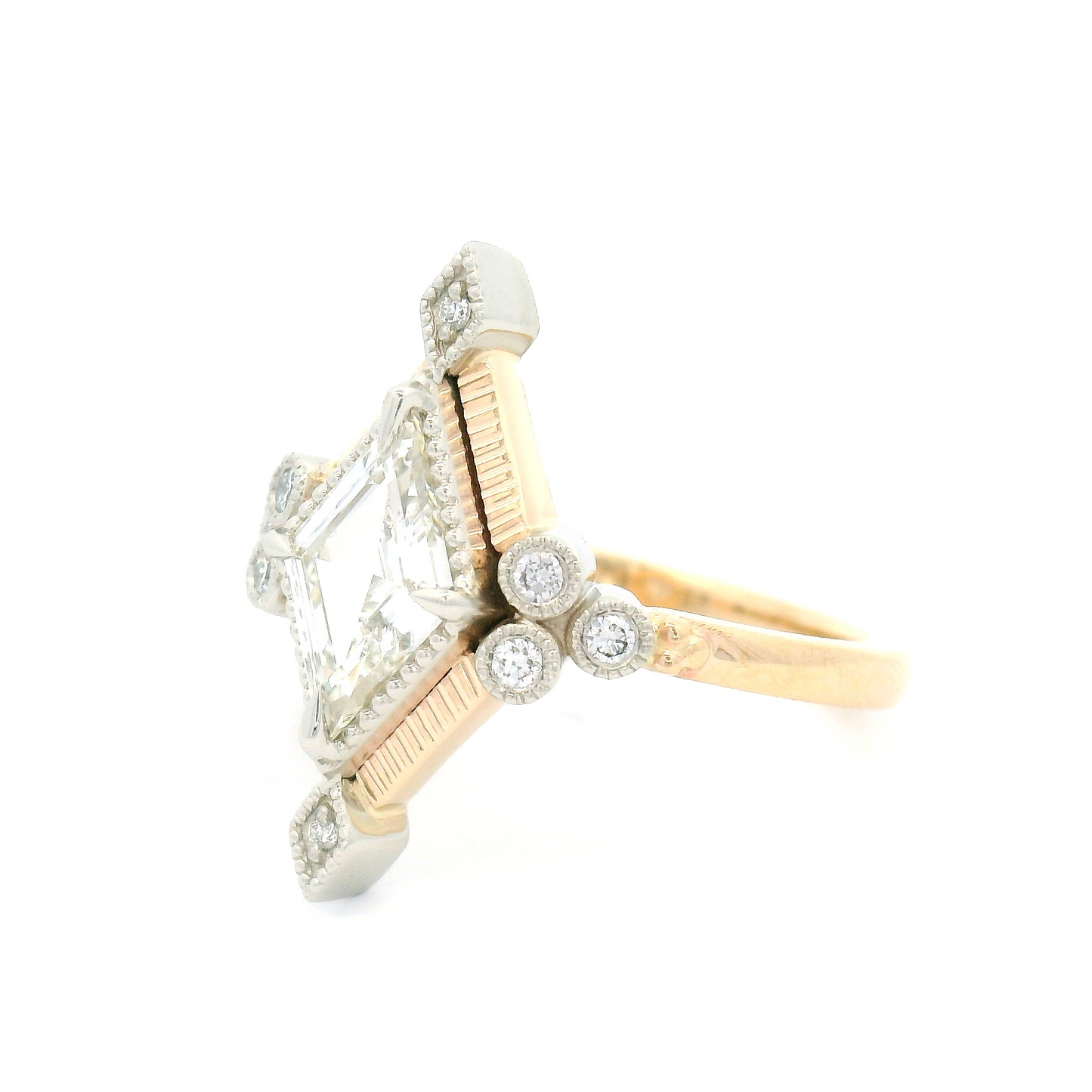 14k Yellow & White Ring with 0.70ct Natural Diamond and Natural Accent Diamonds