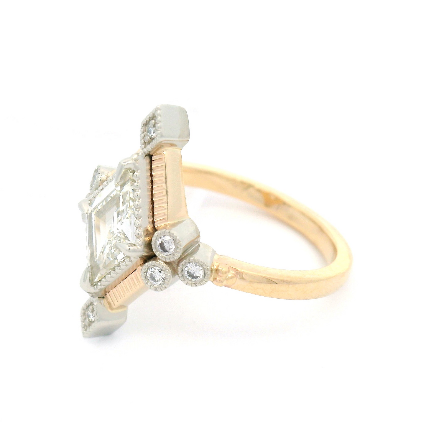 14k Yellow & White Ring with 0.70ct Natural Diamond and Natural Accent Diamonds