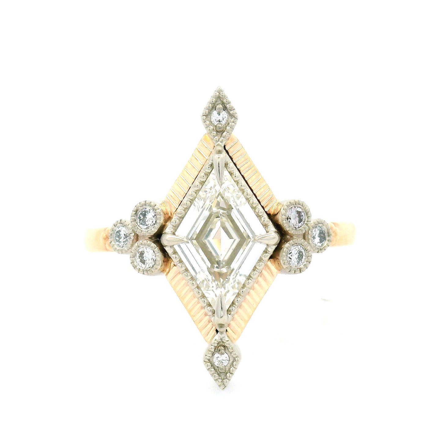 14k Yellow & White Ring with 0.70ct Natural Diamond and Natural Accent Diamonds