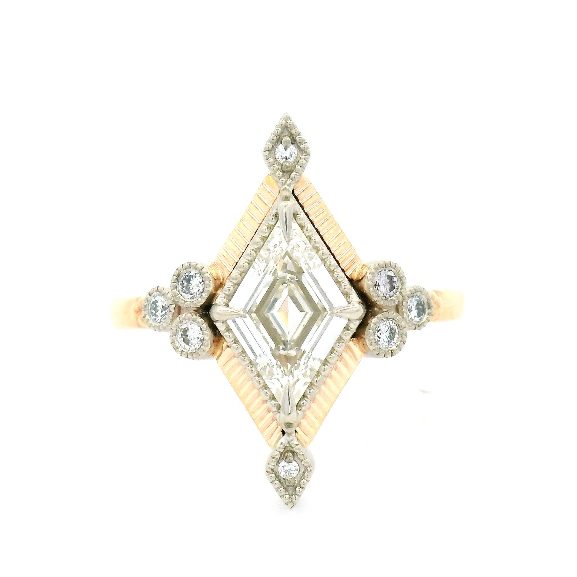 14k Yellow & White Ring with 0.70ct Natural Diamond and Natural Accent Diamonds