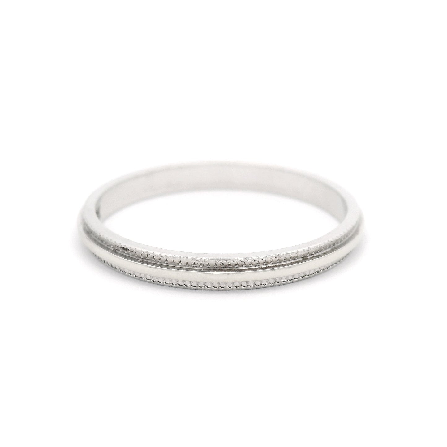 14k White 2mm Milled Edge Band