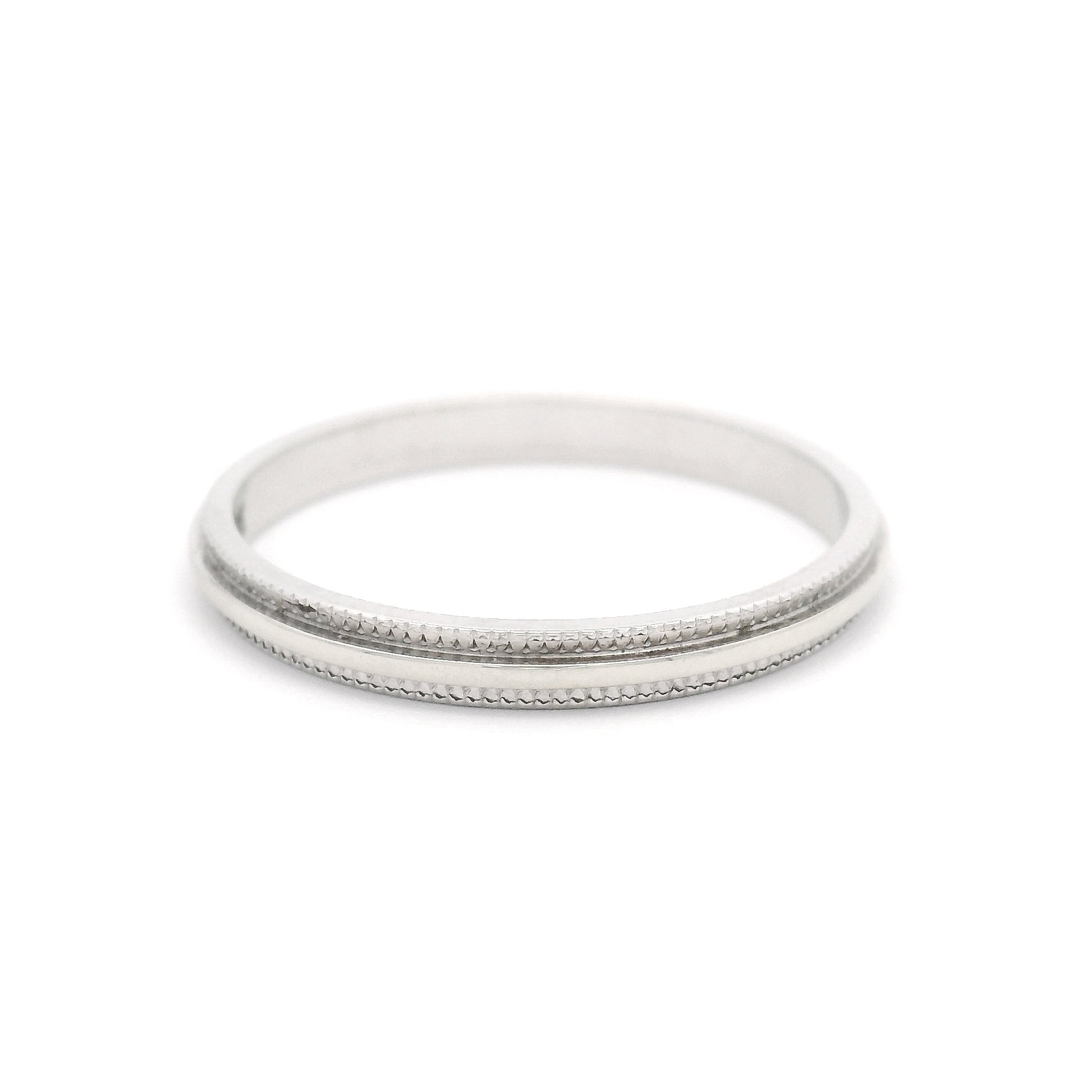 14k White 2mm Milled Edge Band