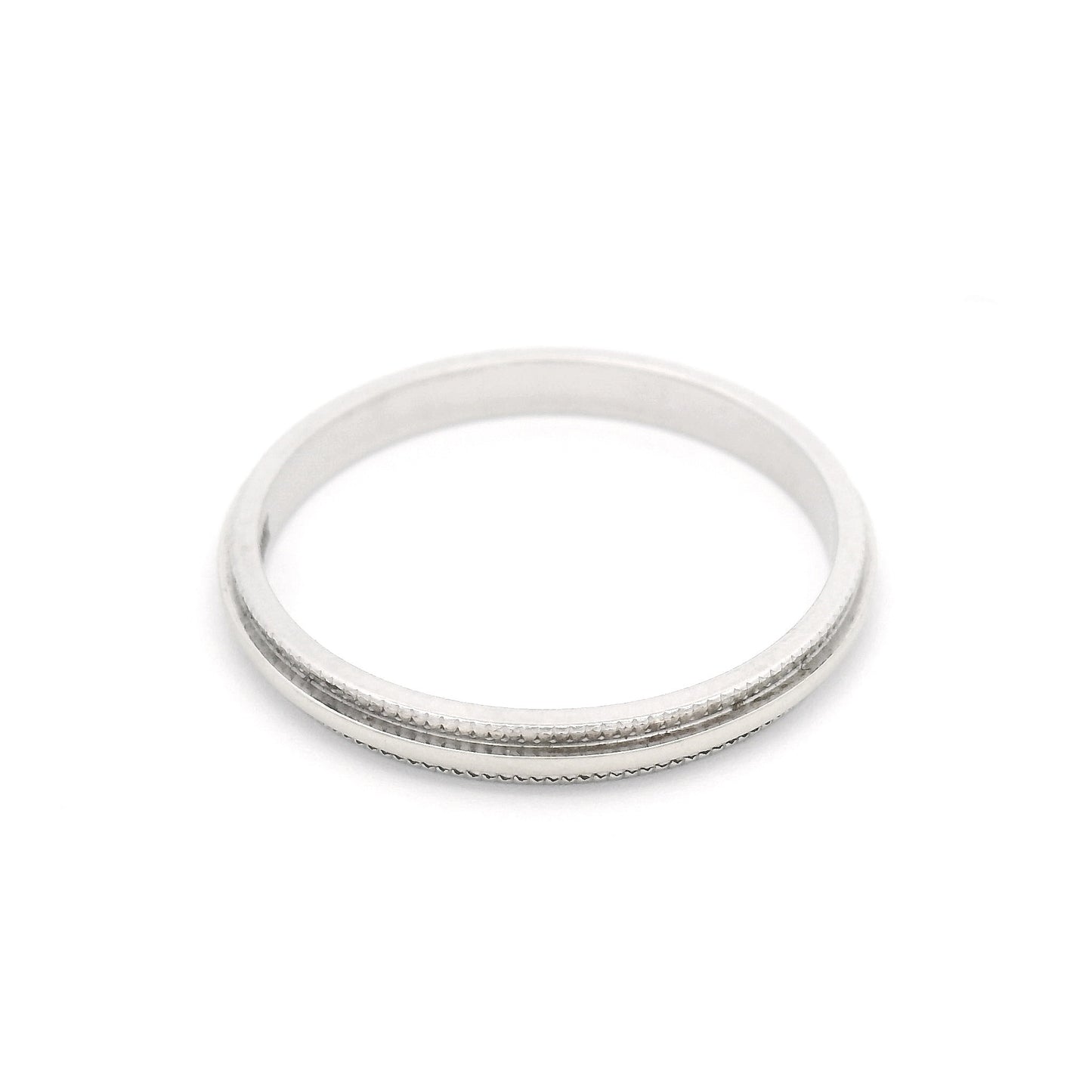 14k White 2mm Milled Edge Band
