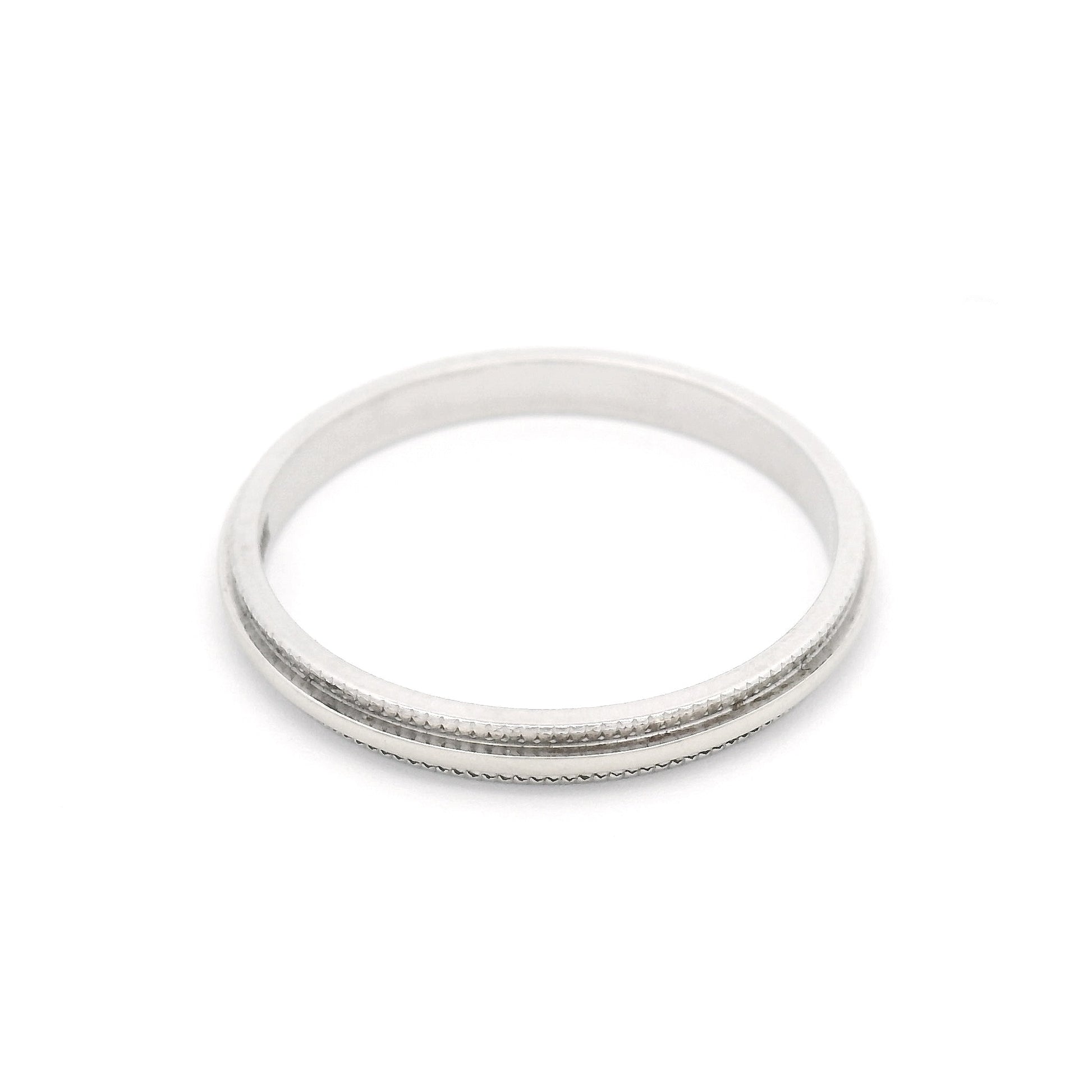 14k White 2mm Milled Edge Band
