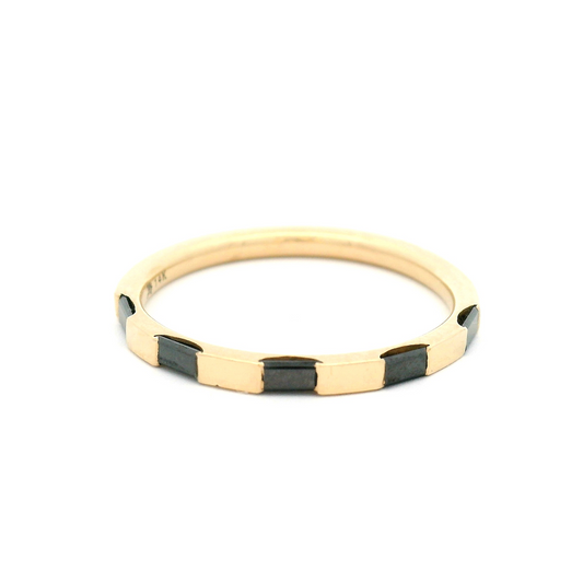14k Yellow Half-Eternity Band with 0.27cts Black Diamond Baguettes