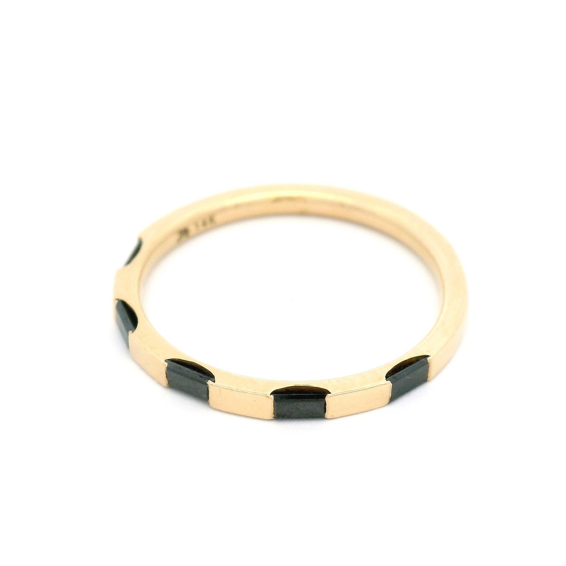 14k Yellow Half-Eternity Band with 0.27cts Black Diamond Baguettes