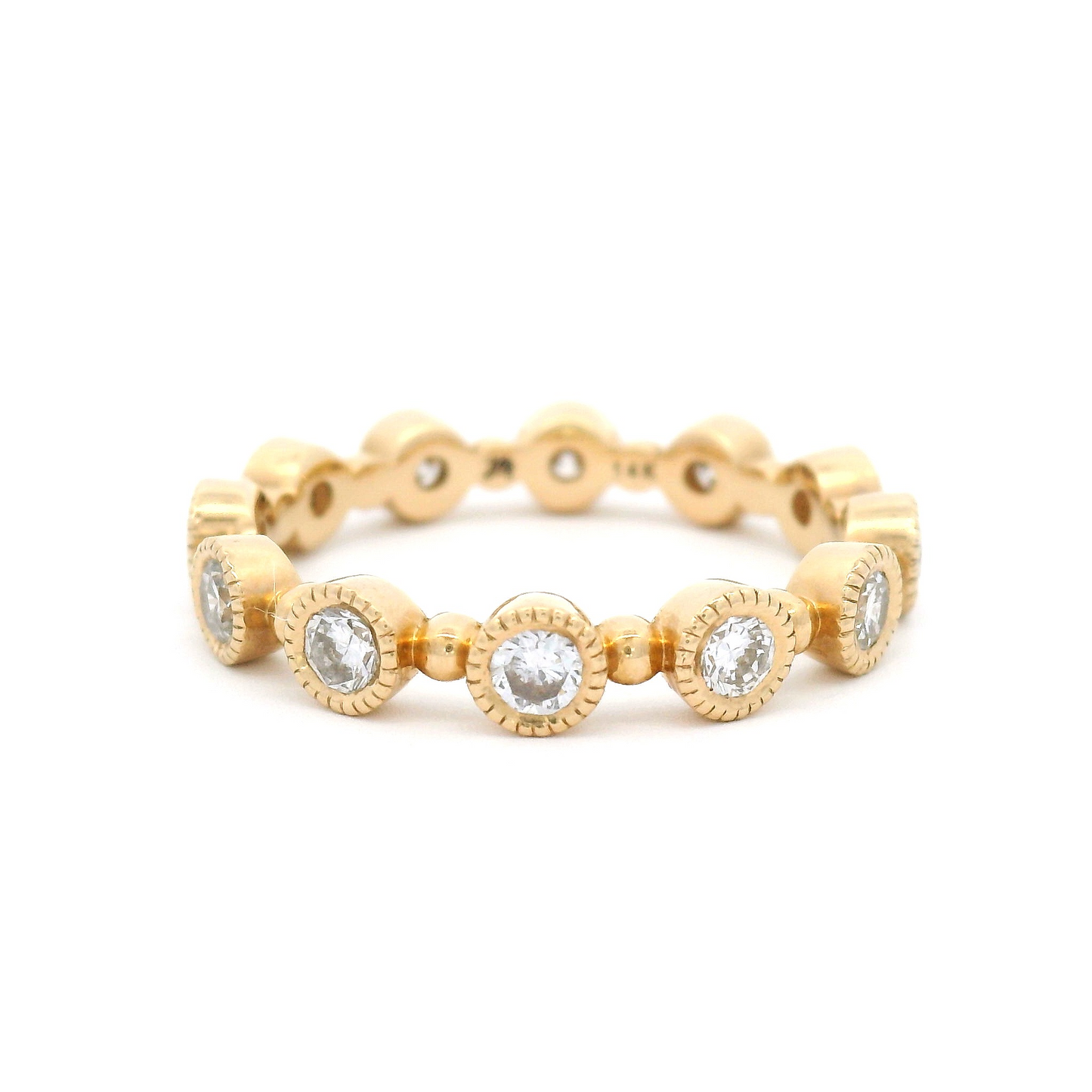 14k Yellow Vintage Inspired Eternity Band with 0.90cts Lab-Grown Diamonds