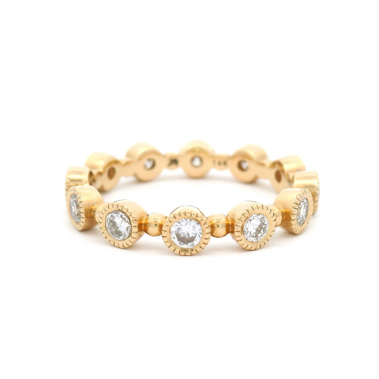 14k Yellow Vintage Inspired Eternity Band with 0.90cts Lab-Grown Diamonds