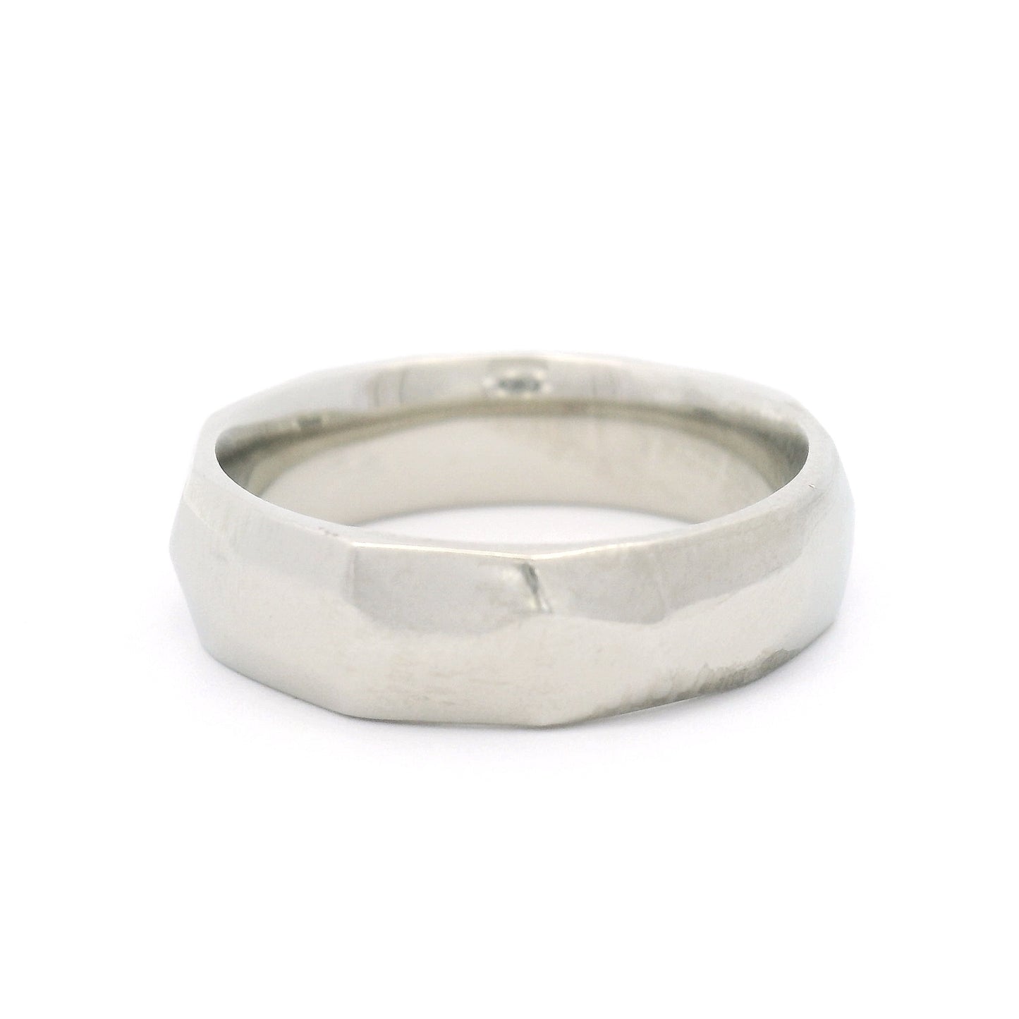 14k White 5.5mm Wide Soft-Dome Faceted Band
