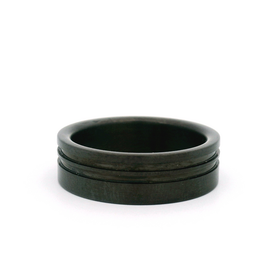 Black Double Groove Zirconium 6.5mm Band