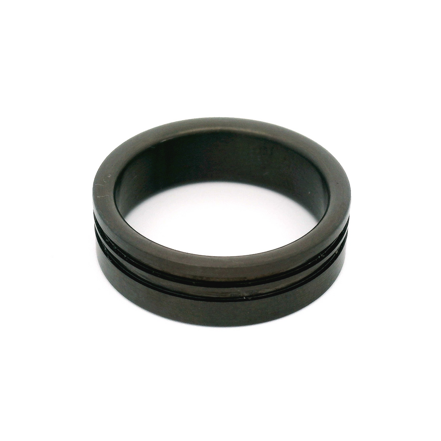 Black Double Groove Zirconium 6.5mm Band