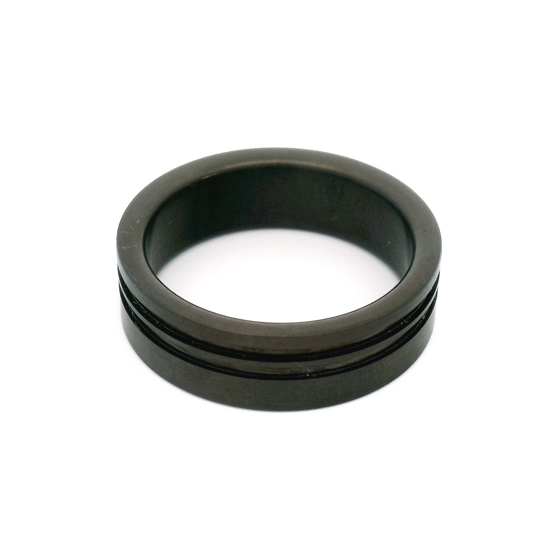 Black Double Groove Zirconium 6.5mm Band