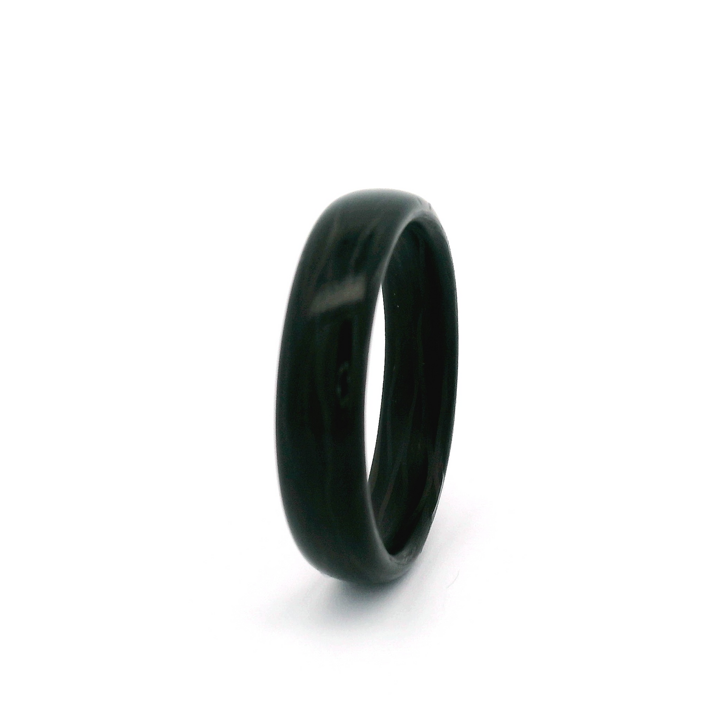 Polished Carbon Fibre Soft Domed Comfort Fit 5mm Wide Band