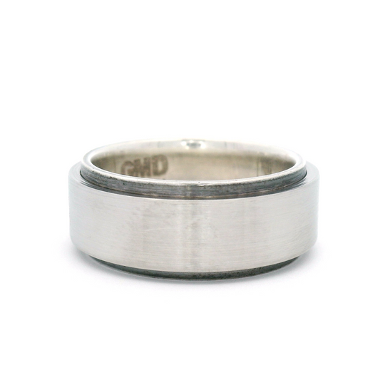 Titanium with Sterling Silver Sleeve 8.5mm Wide Band