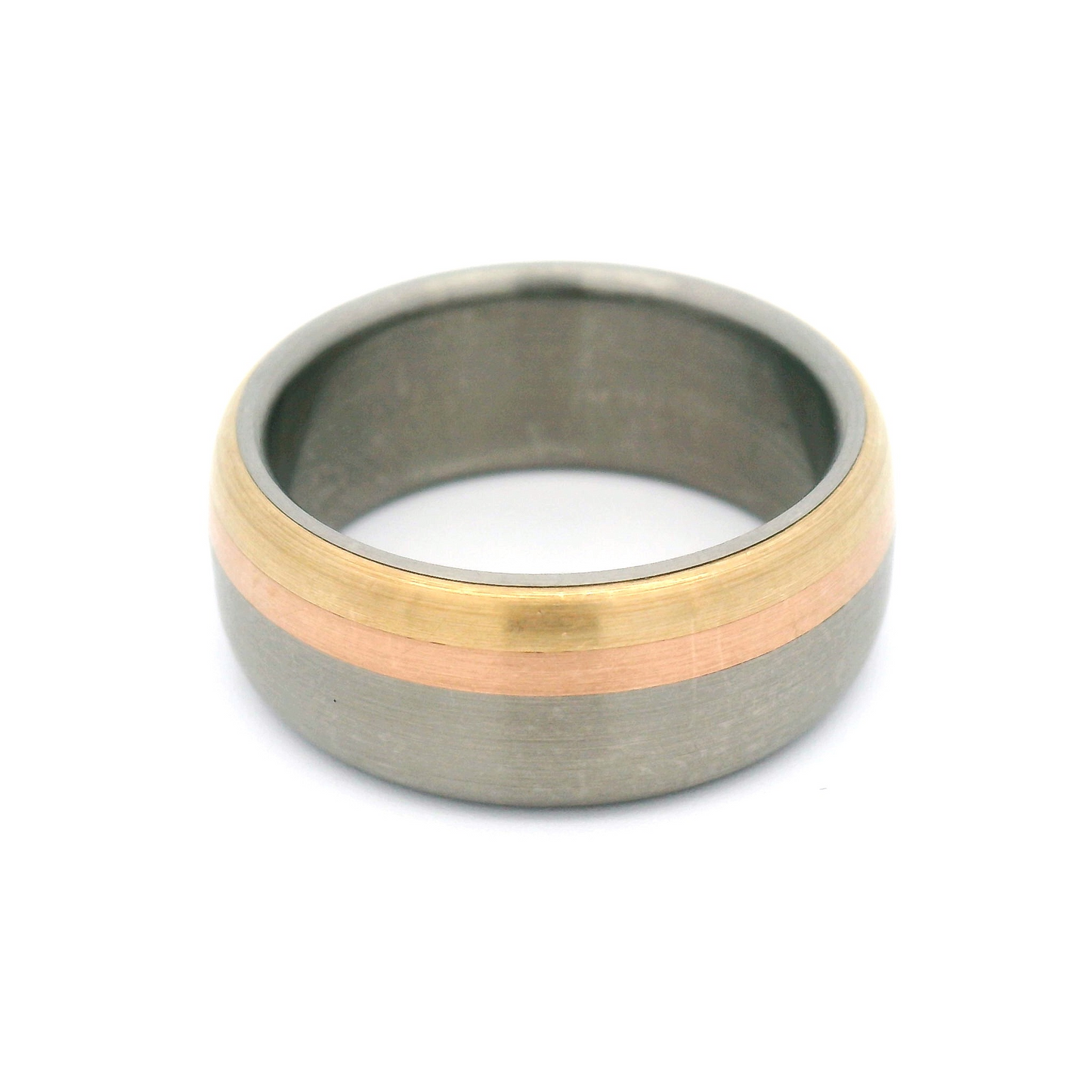 Titanium and 10k Yellow and Rose Gold Accents 7.5mm Wide Band
