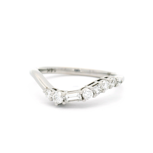 14k White Gold Asymmetrical Band with 0.29cts Mixed Cut Diamonds
