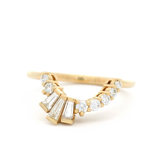 14k Yellow Gold Asymmetrical Band with 0.39cts Mixed Cut Diamonds