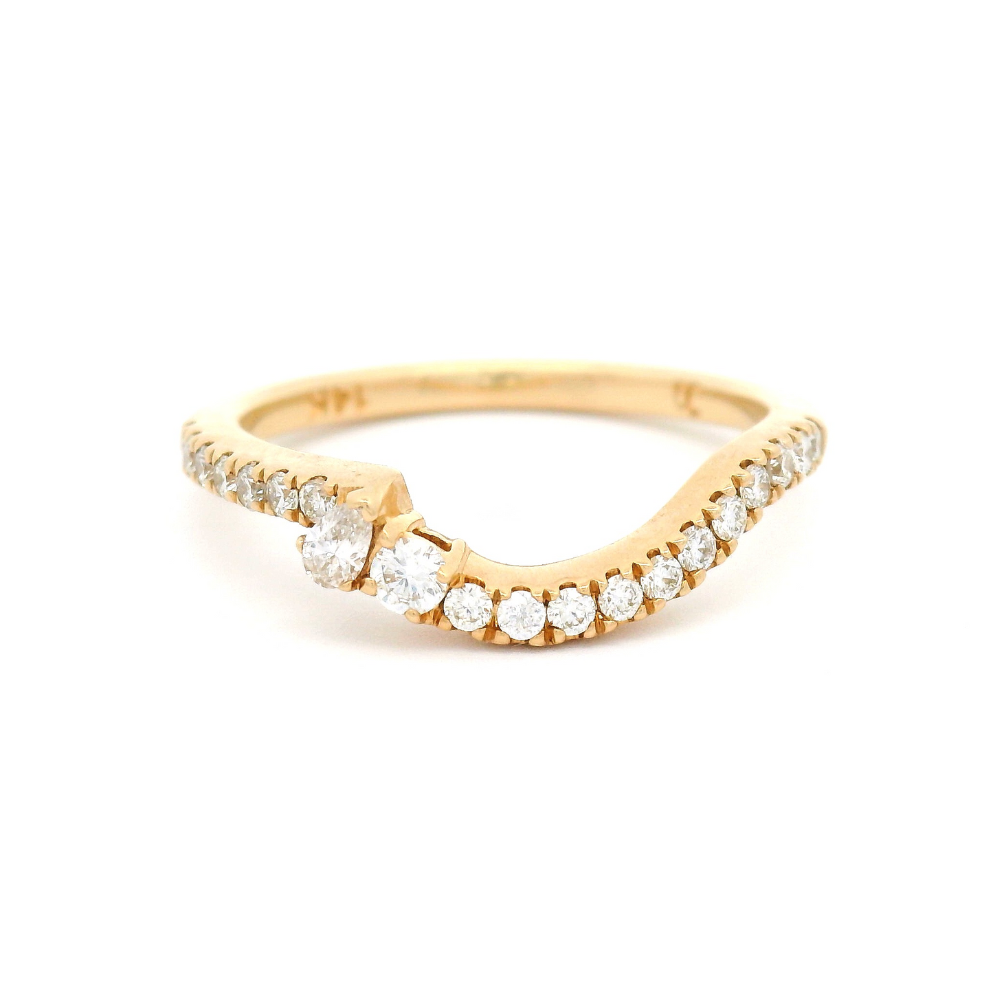 14k Yellow Asymmetrical Contour Band with 0.26cts Mixed Diamonds