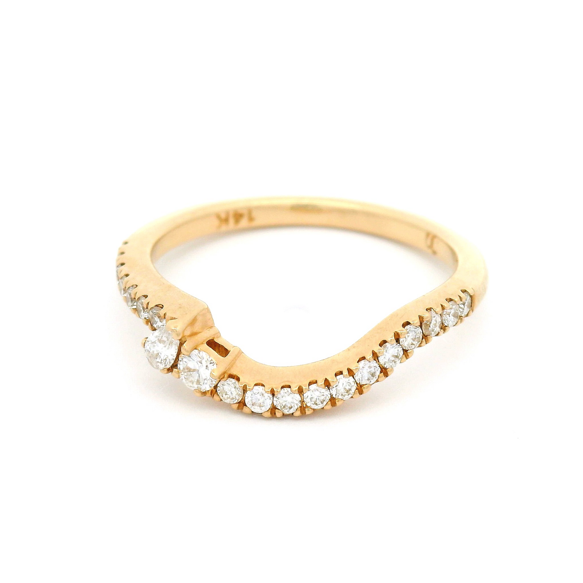 14k Yellow Asymmetrical Contour Band with 0.26cts Mixed Diamonds