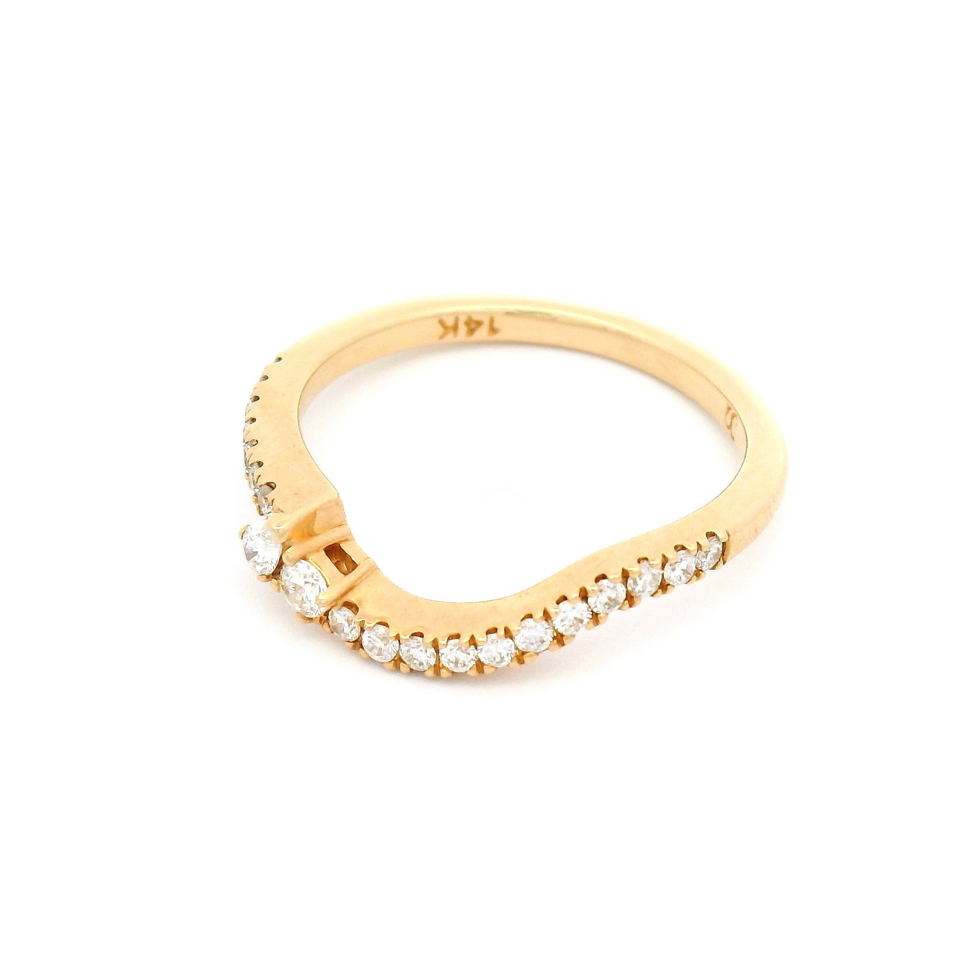 14k Yellow Asymmetrical Contour Band with 0.26cts Mixed Diamonds