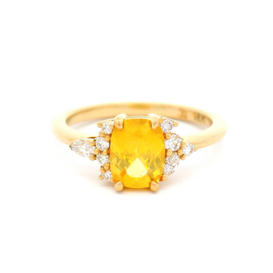18k Yellow Engagement Ring with 1.25ct Yellow Sapphire and Accent Diamonds