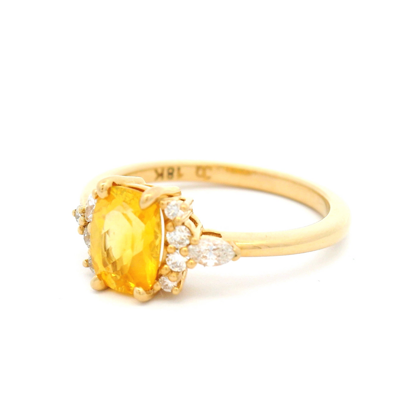 18k Yellow Engagement Ring with 1.25ct Yellow Sapphire and Accent Diamonds