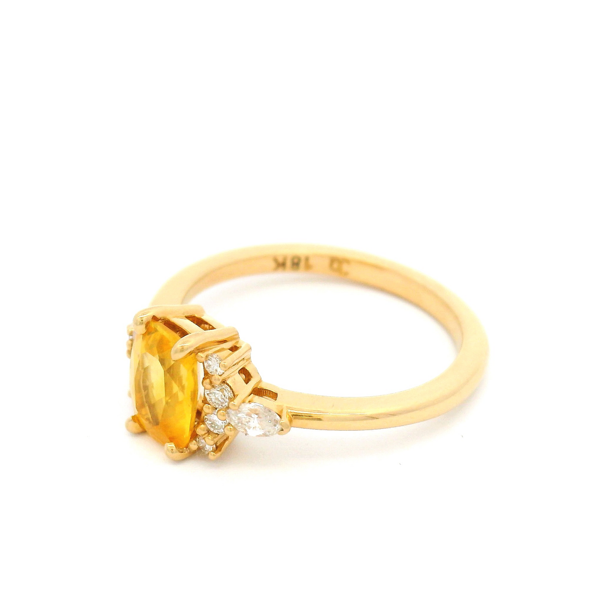18k Yellow Engagement Ring with 1.25ct Yellow Sapphire and Accent Diamonds