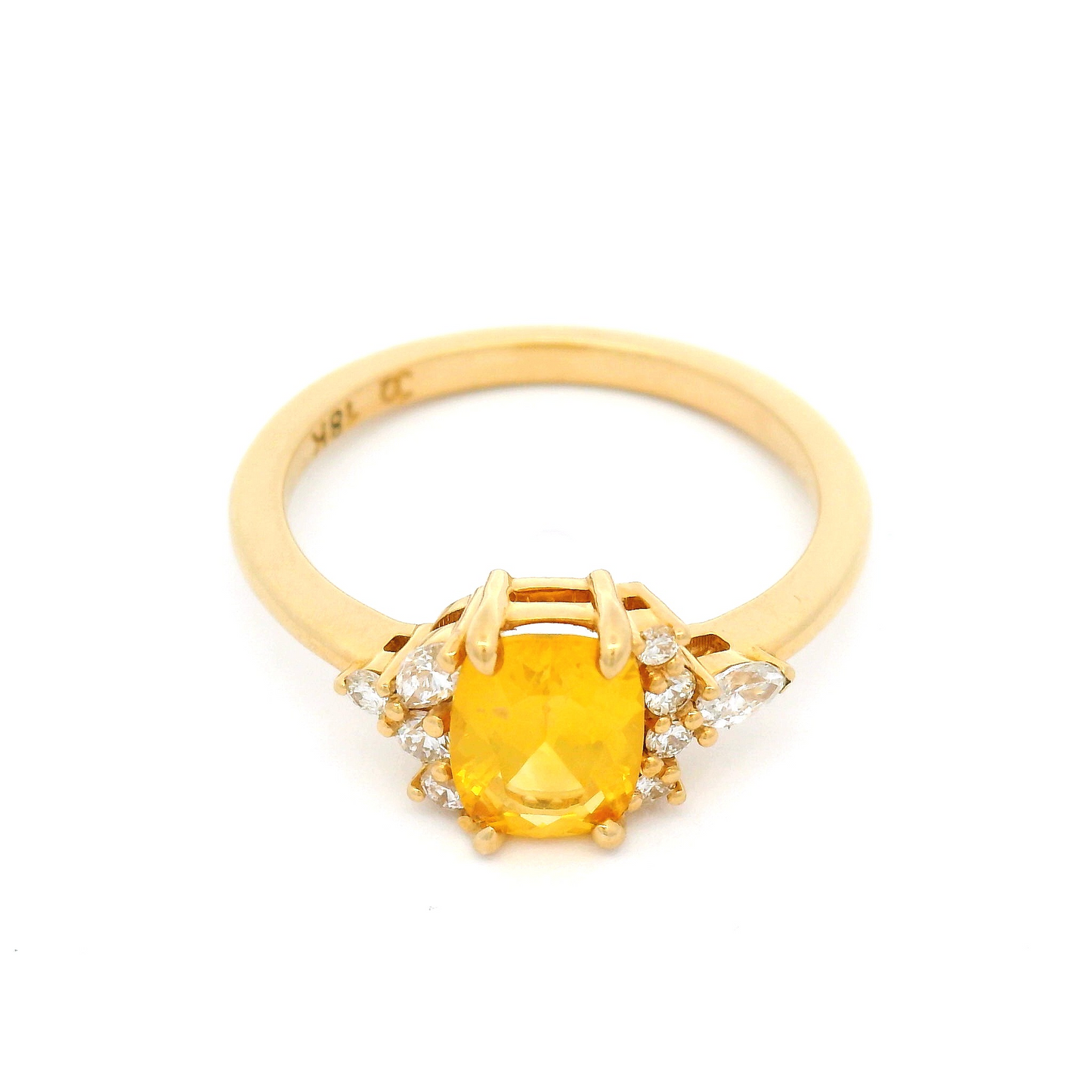 18k Yellow Engagement Ring with 1.25ct Yellow Sapphire and Accent Diamonds